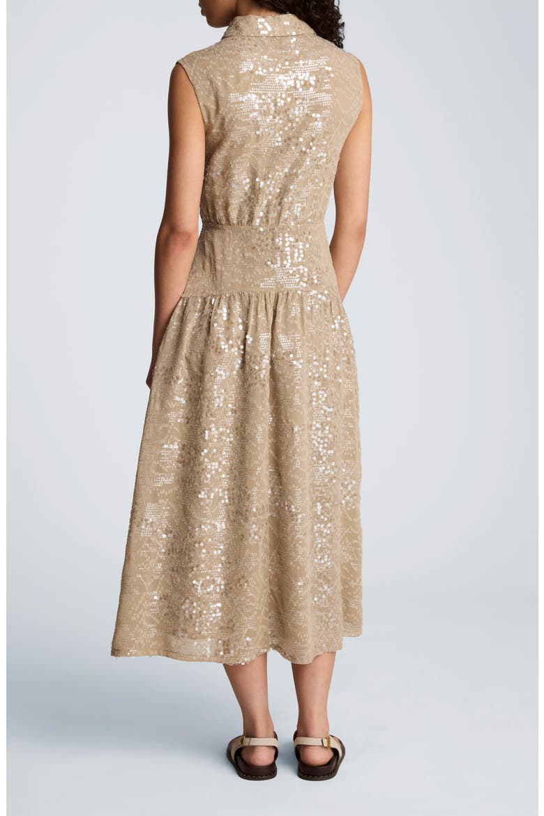 Sequin Sleeveless Midi Shirtdress, Alternate, color, SOFT CAFE