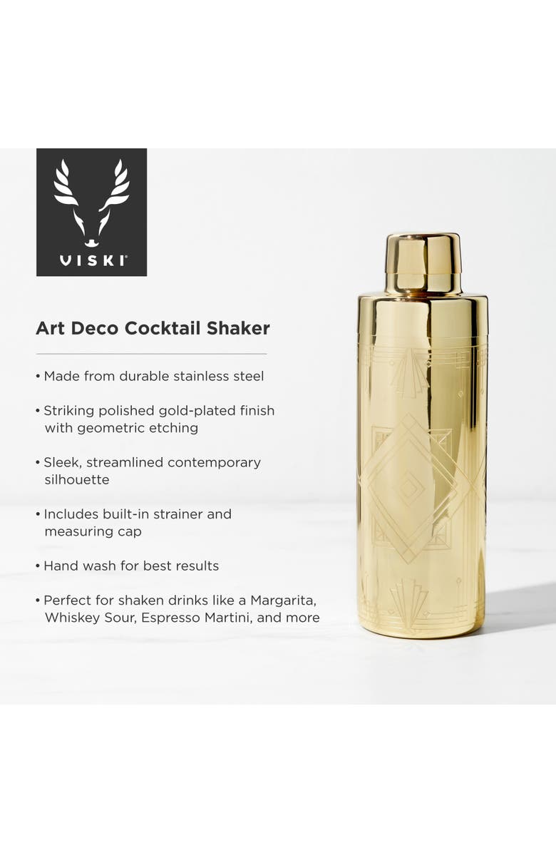 Viski Art Deco Cocktail Shaker, Alternate, color, Gold