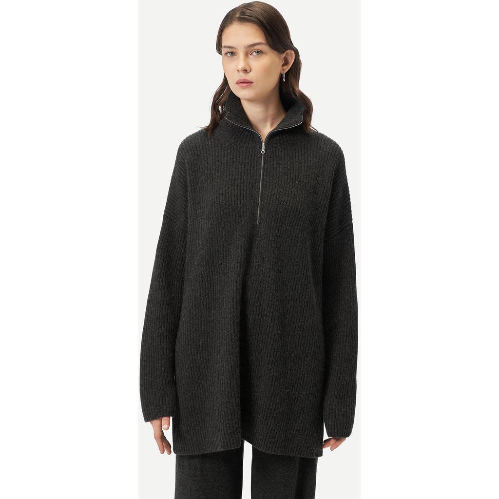 Gobi Mongolian Cashmere Cashmere Quarter-zip Sweater In Charcoal