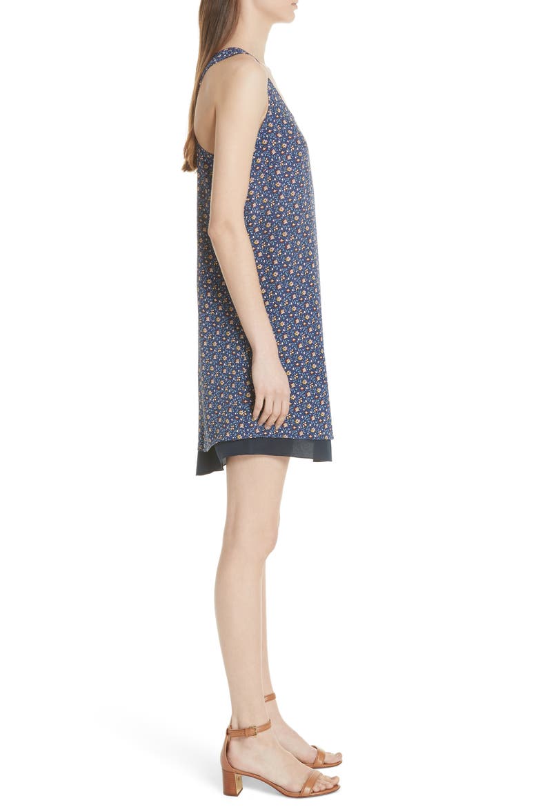 Sydney Sleeveless Silk Dress, Alternate, color, BLUE WILD PANSY