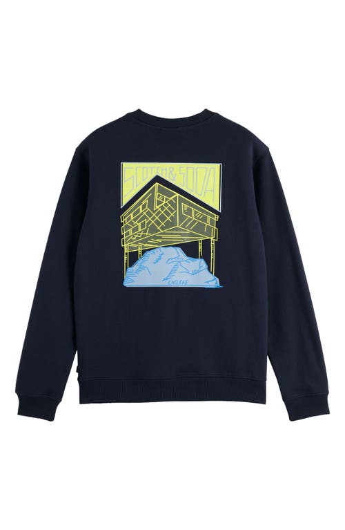 Scotch & Soda Artwork Logo Sweatshirt In Blue