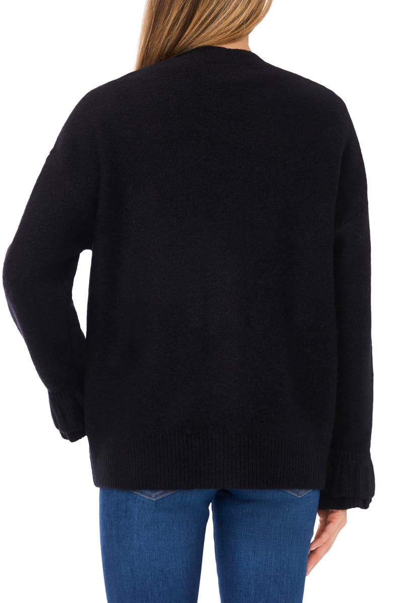 CeCe Ruffle Cuff Cardigan, Alternate, color, Rich Black