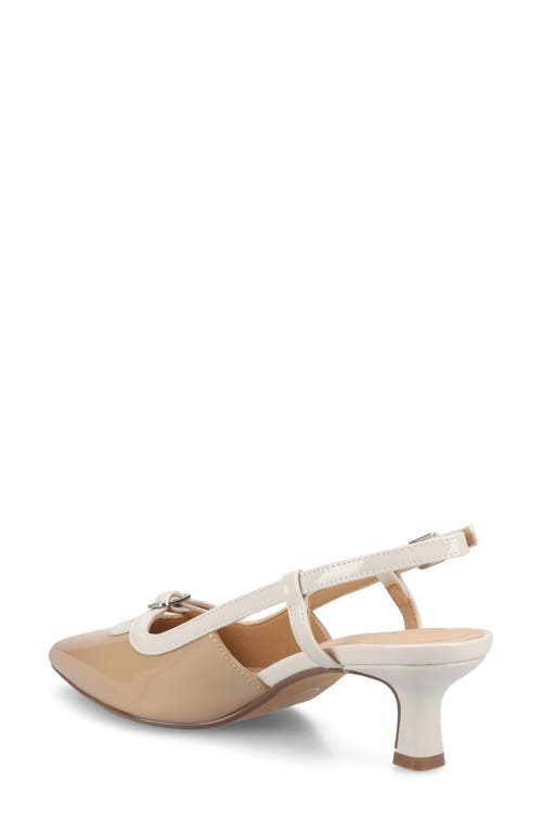 Shop Journee Collection Padma Slingback Kitten Heel Pump In Beige Patent