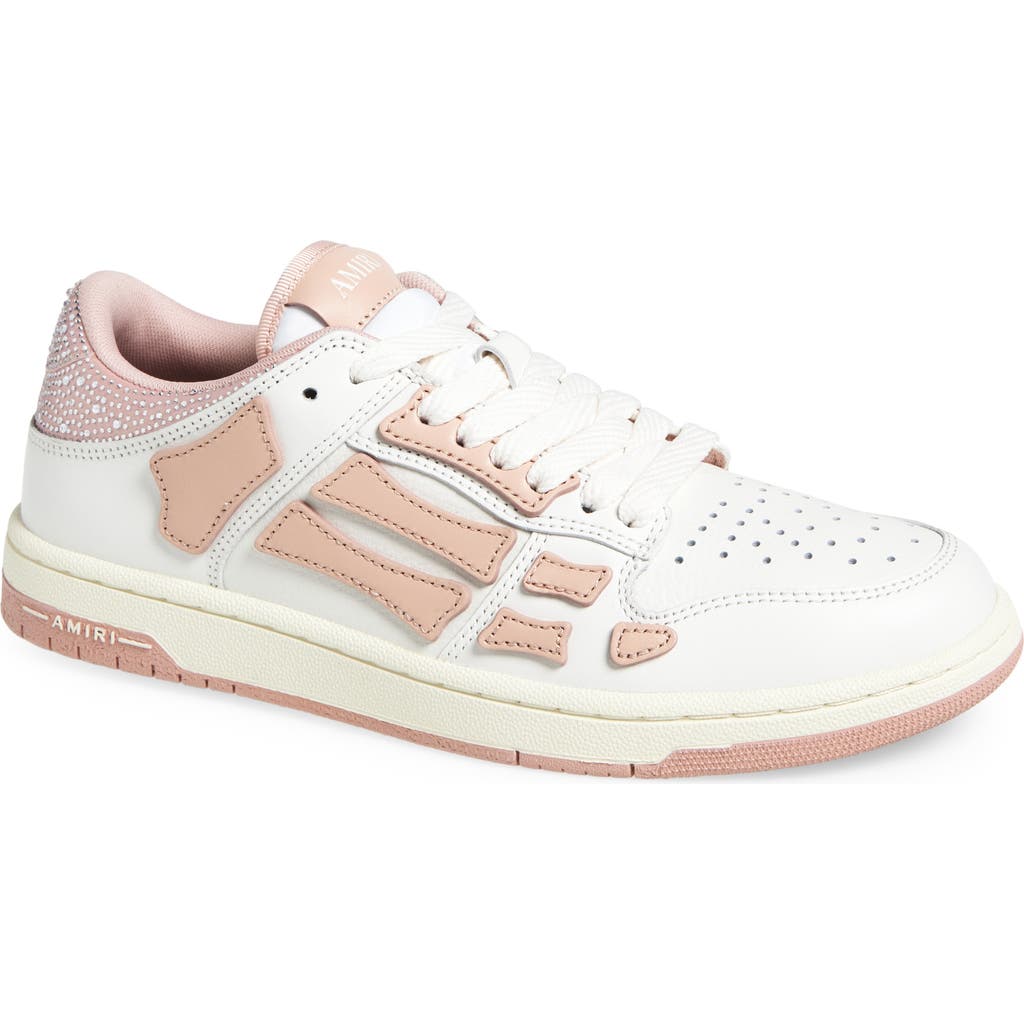 Amiri Crystal Satin Skeleton Low Top Sneaker In Sand