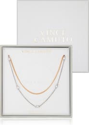 Vince Camuto Mixed Metal Cubic Zirconia Station Necklace