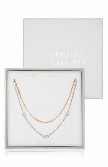 Mixed Metal Cubic Zirconia Station Necklace