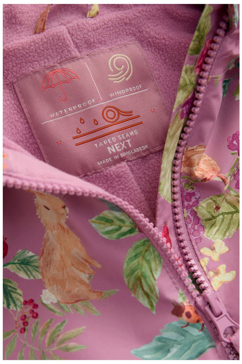 Kids' Floral Waterproof Hooded Romper, Alternate, color, PURPLE