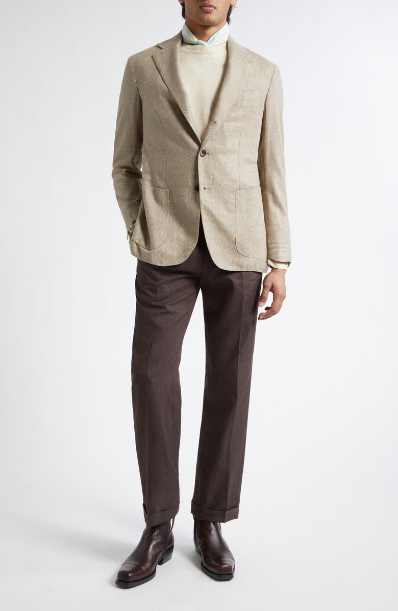 J. Mueser Waverly Check Silk Sport Coat, Alternate, color, Tan Windowpane