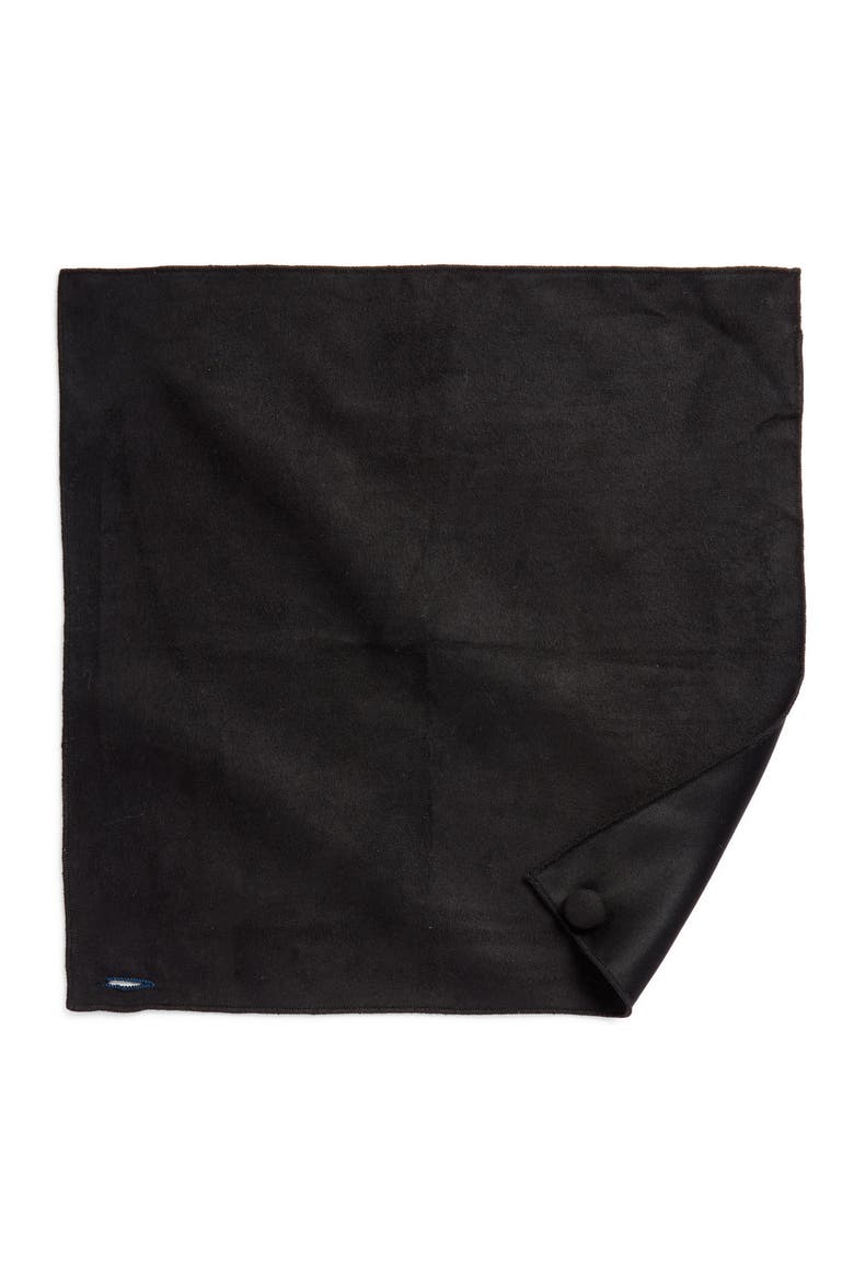 Black Sueded Cotton Pocket Square, Alternate, color, BLACK