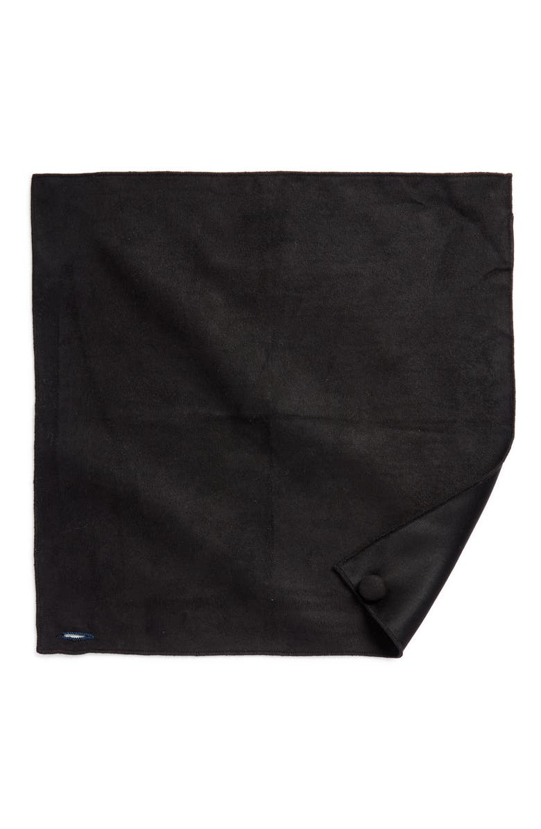 CLIFTON WILSON Black Sueded Cotton Pocket Square, Alternate, color, Black