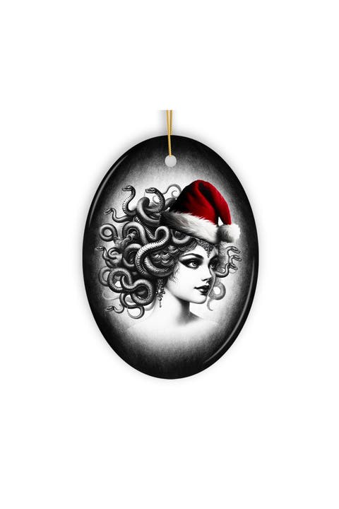 Medusa Santa Hat Snake-hair Oval Ceramic Ornament