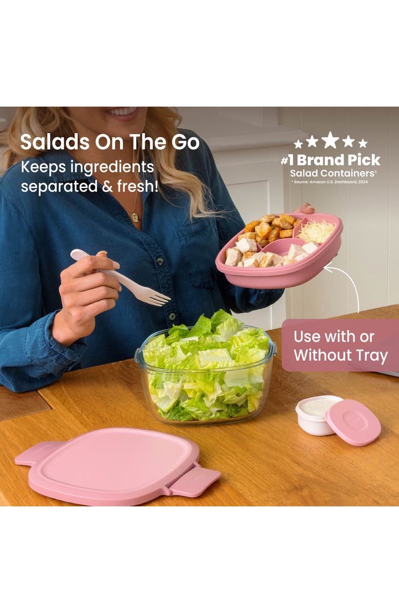 BENTGO Glass Leak Proof Dark Gray Salad Container, Alternate, color, Rose
