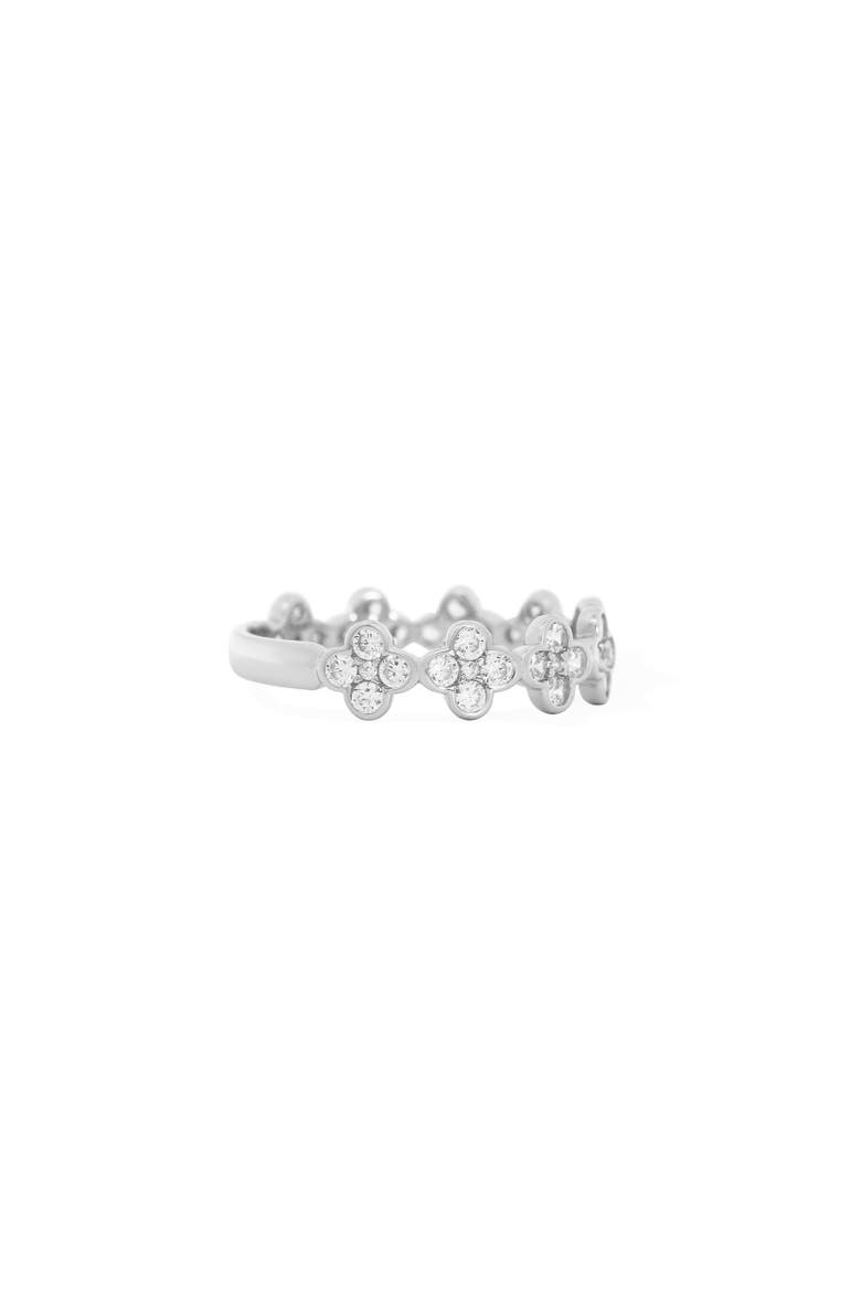 CZ Clover Station Band, Alternate, color, Sterling Silver