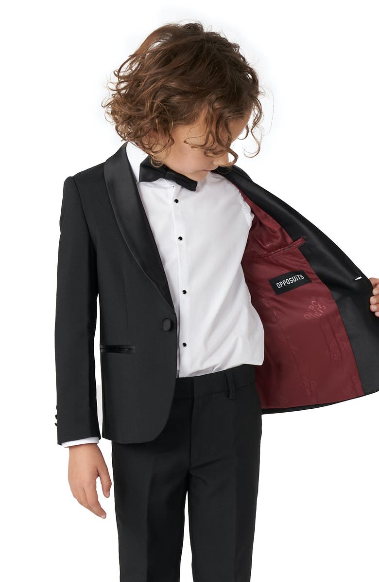 OppoSuits Kids' Jet Set Black Two-Piece Tuxedo Suit with Bow Tie, Alternate, color, Black