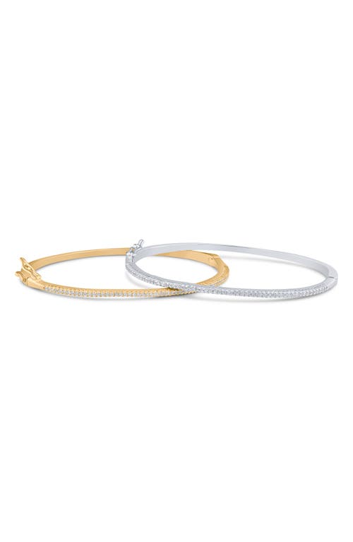 Jardin Set Of 2 Two-tone Pavé Cubic Zirconia Bangle Bracelets In Gold