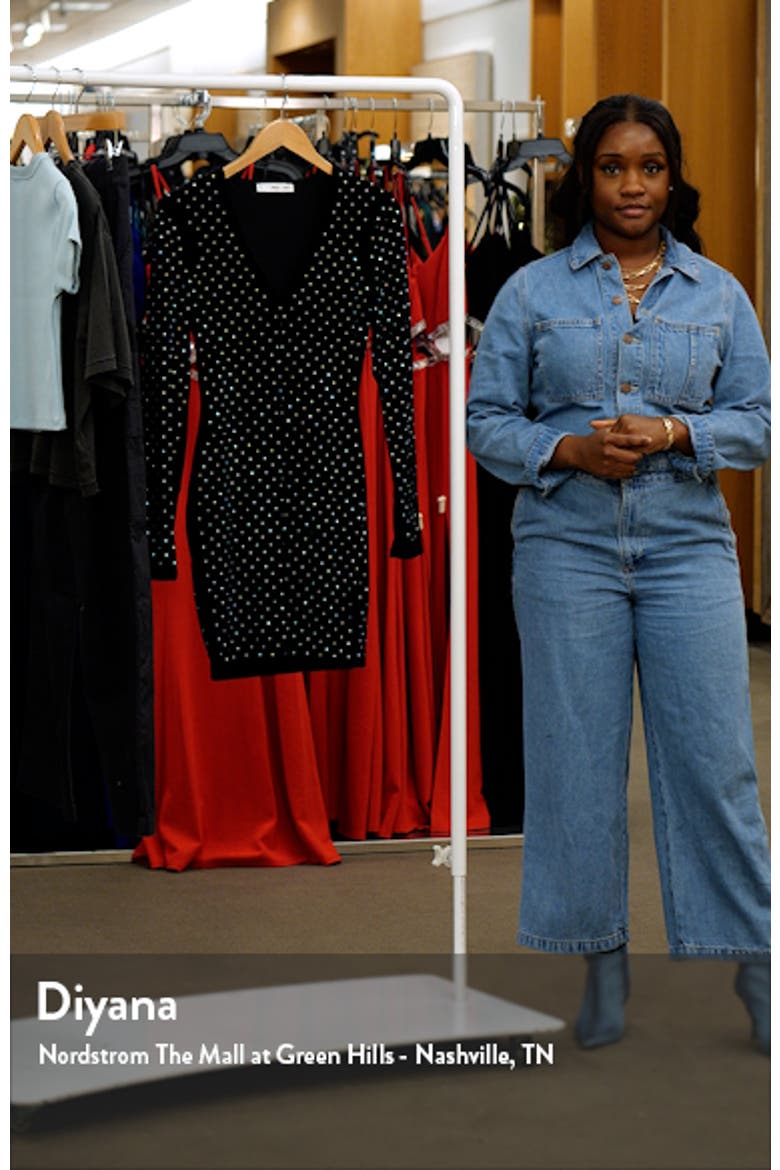 Rhinestone Long Sleeve Velvet Minidress video
