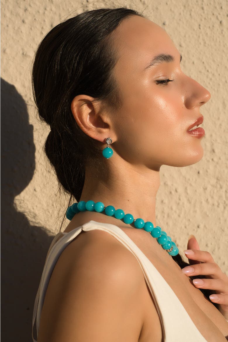 Gia Amazonite Bead Drop Earrings, Alternate, color, Blue