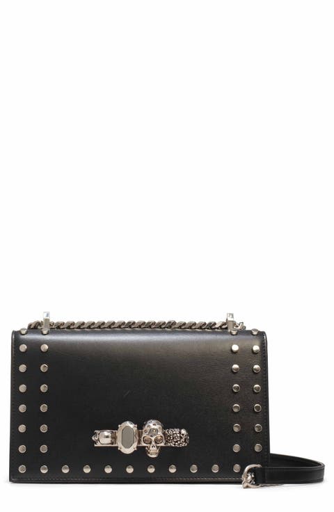 Stud & Jeweled Crystal Embellished Satchel