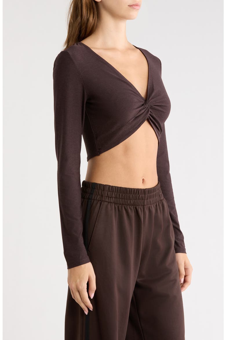 Featherweight Plie Performance Long Sleeve Top, Alternate, color, DARK CHOCOLATE HEATHER