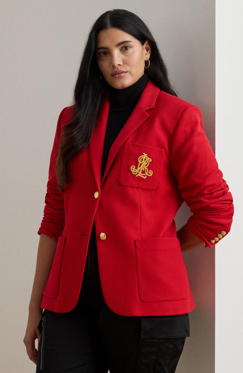 Lauren Ralph Lauren Bullion Jacquard Blazer, Alternate, color, Ralph Red