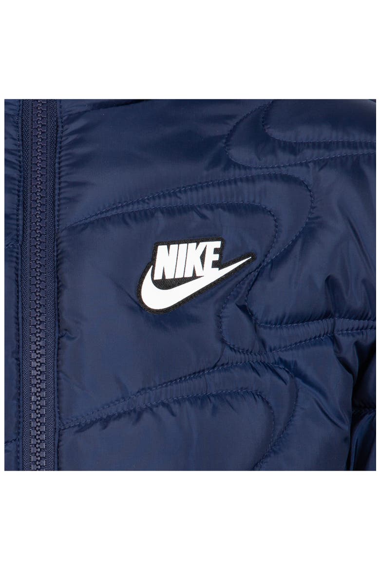 Kids' Swoosh Quilted Hooded Puffer Jacket, Alternate, color, MIDNIGHT NAVY