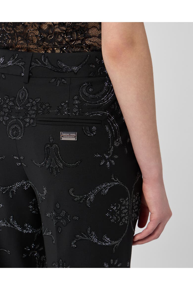 Lady Straight Trousers Baroque Strass Women, Alternate, color, black