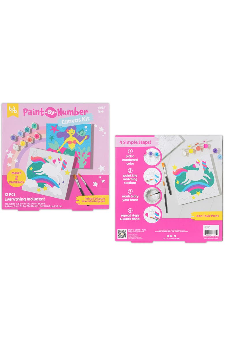Unicorn & Mermaid Paintbynumber Canvas Kit 5+, Alternate, color, Multicolored