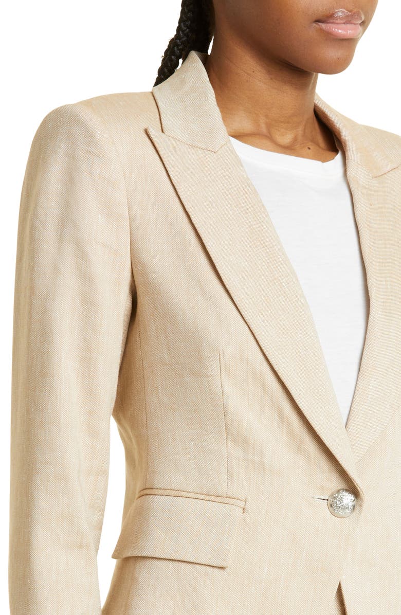 Veronica Beard Hosanna Linen Blend Dickey Jacket, Alternate, color, Khaki Melange