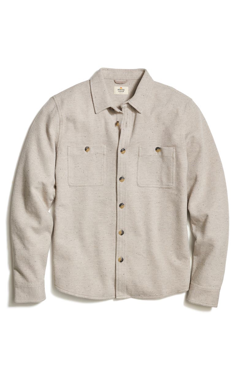 Marine Layer Pacifica Knit Flannel Button-Up Overshirt, Alternate, color, 