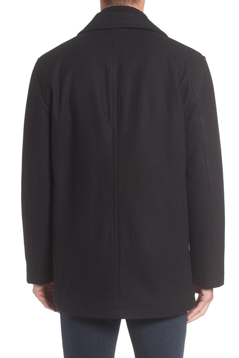 Burnett Wool Blend Peacoat with Front Insert, Alternate, color, BLACK