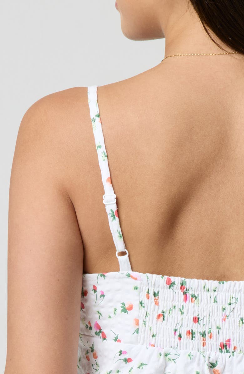 Florence by Mills Lace Trim Gingham Crop Stretch Cotton Camisole, Alternate, color, Strawberry