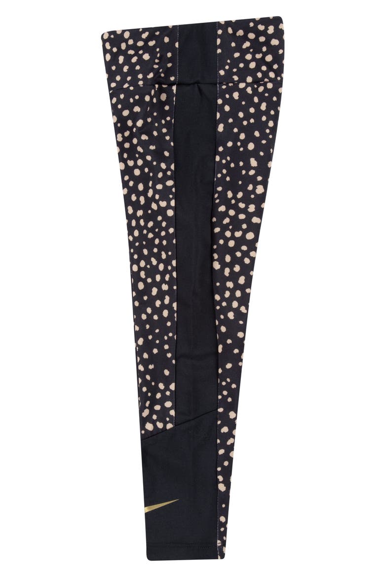 Kids' Dri-FIT Animal Spot Leggings, Alternate, color, BLACK