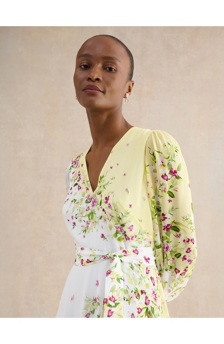 HOBBS LONDON Ariel Silk Dress, Alternate, color, Yellowmulti