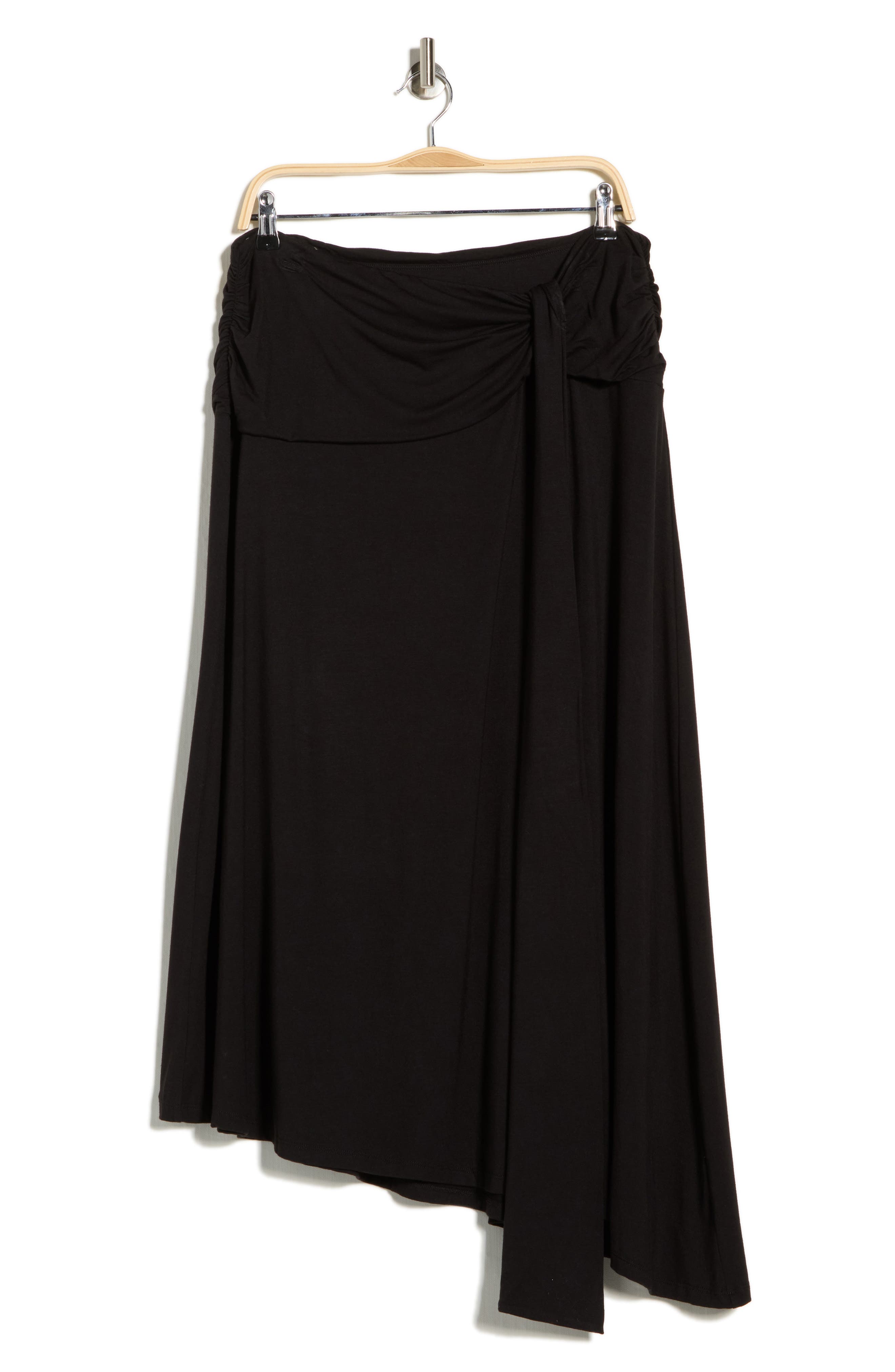 Renee C Draped Asymmetric Stretch Modal Midi Skirt