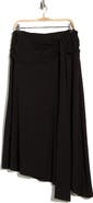 Renee C Draped Asymmetric Stretch Modal Midi Skirt