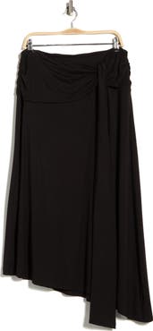Renee C Draped Asymmetric Stretch Modal Midi Skirt