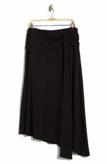 Renee C Draped Asymmetric Stretch Modal Midi Skirt