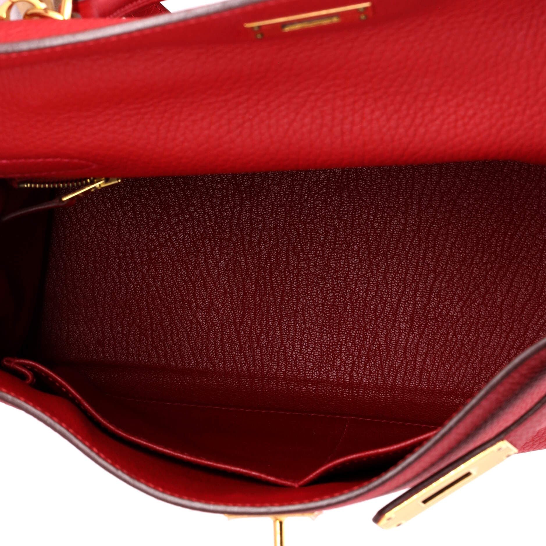 Pre-Owned Hermes Kelly Handbag Red Clemence with Gold Hardware 28, Alternate, color, Rouge Vif