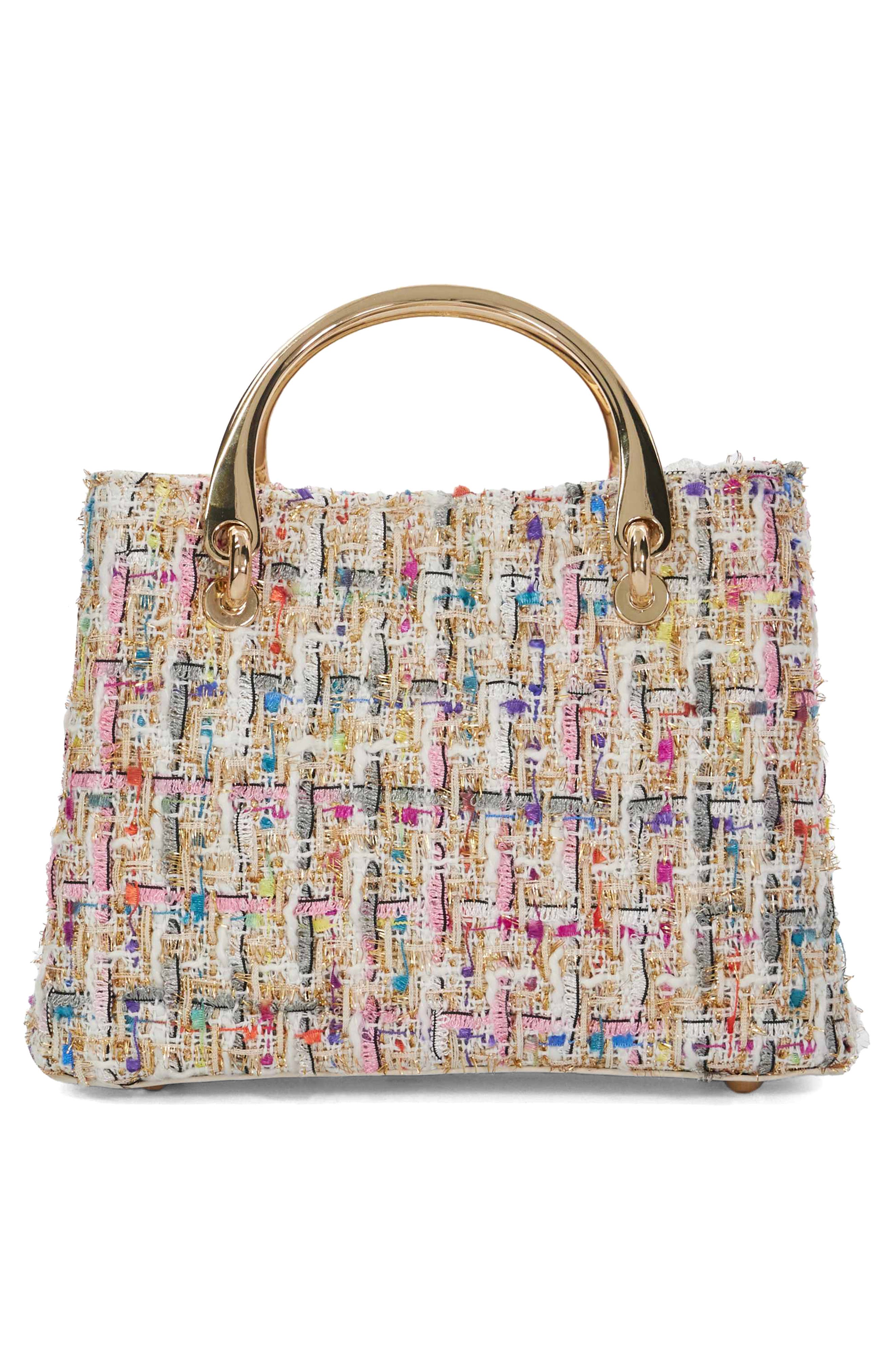 Dune London Dinkydorrien Tweed Top Handle Bag, Alternate, color, 