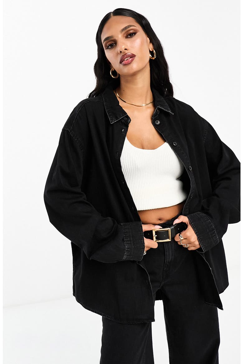 Minimal Denim Shirt, Main, color, BLACK