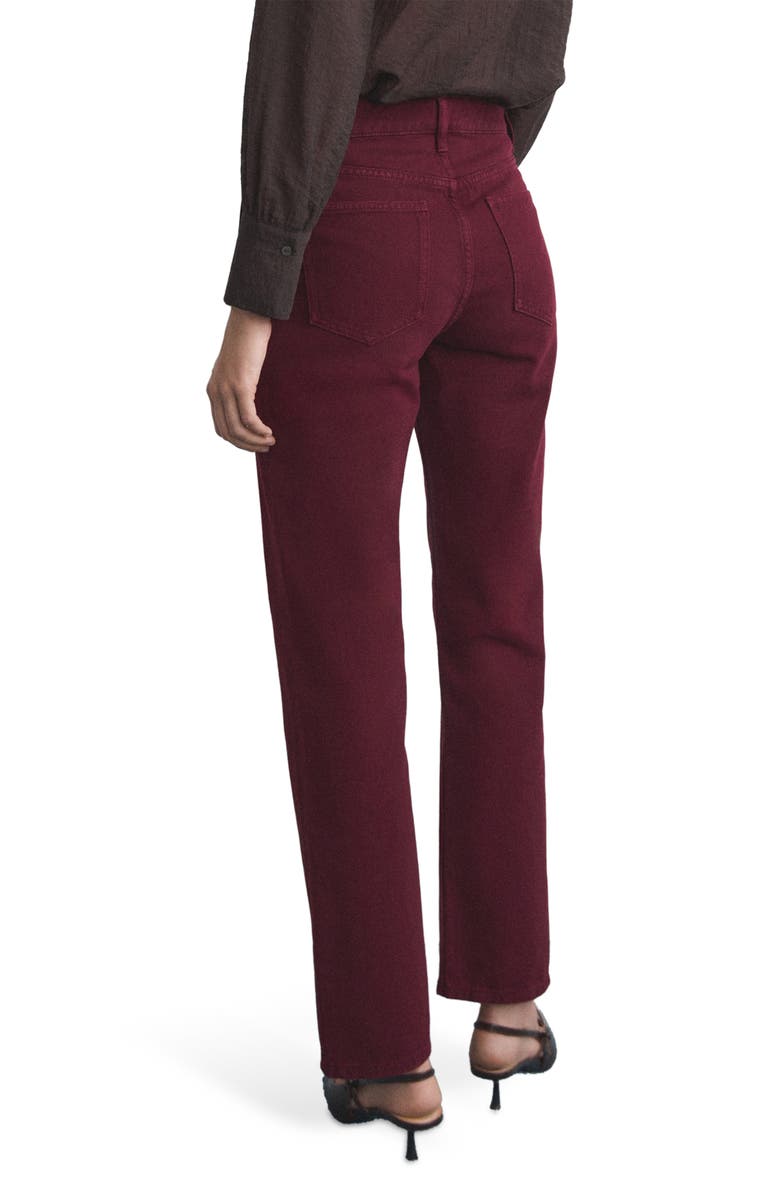 MANGO Matilda Mid Rise Straight Leg Jeans, Alternate, color, Wine