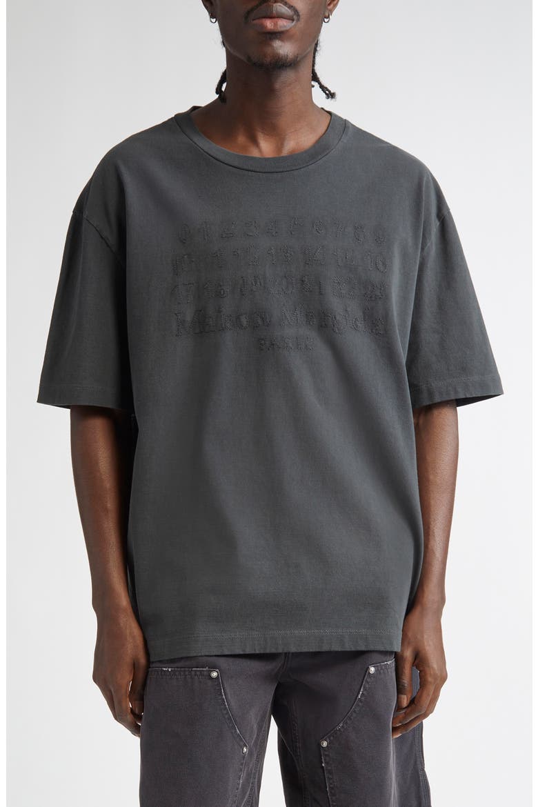 Embroidered Logo Cotton T-Shirt, Main, color, WASHED BLACK