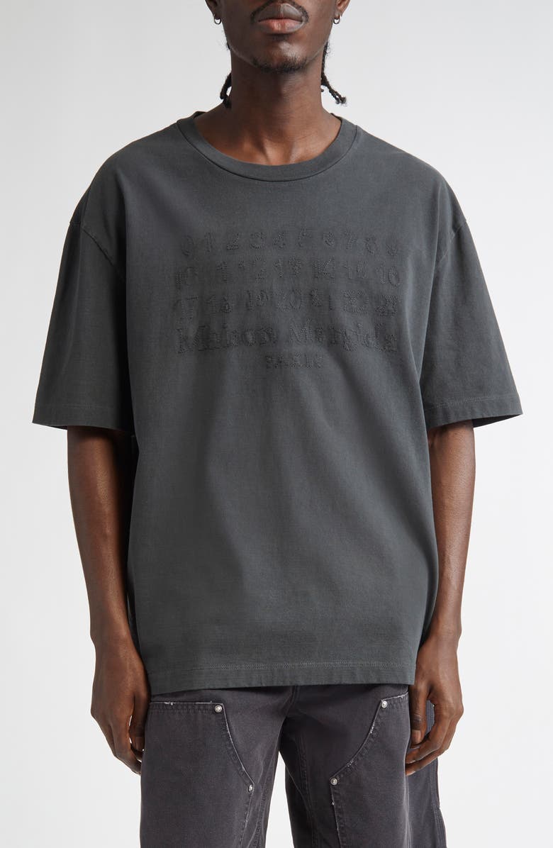 Maison Margiela Embroidered Logo Cotton T-Shirt, Main, color, Washed Black