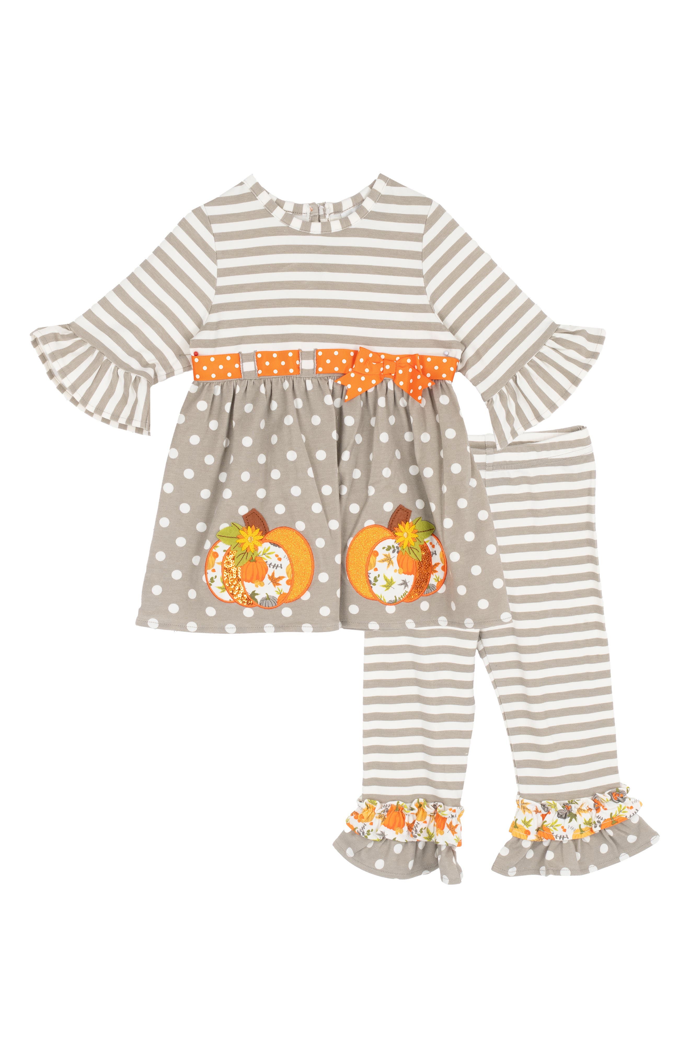 Pumpkin Appliqué Top & Leggings Set