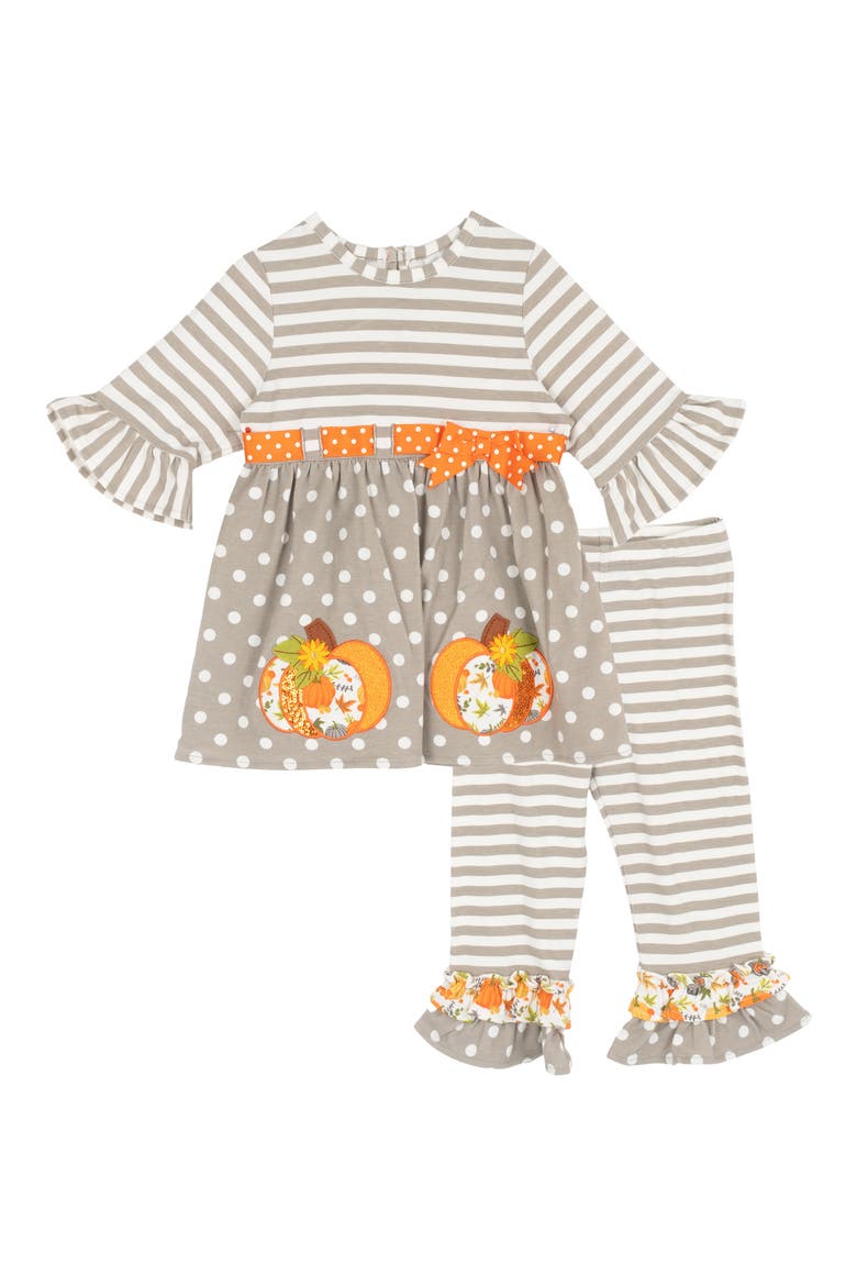 Pumpkin Appliqué Top & Leggings Set, Main, color, TAUPE