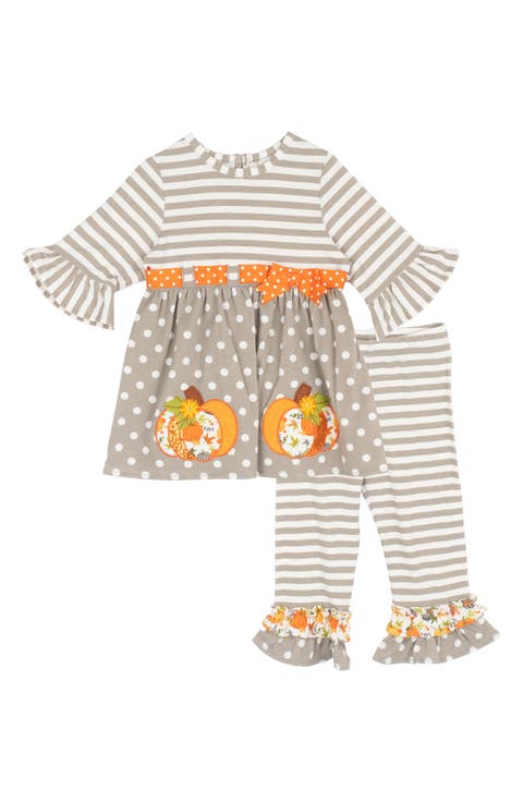 Pumpkin Appliqué Top & Leggings Set