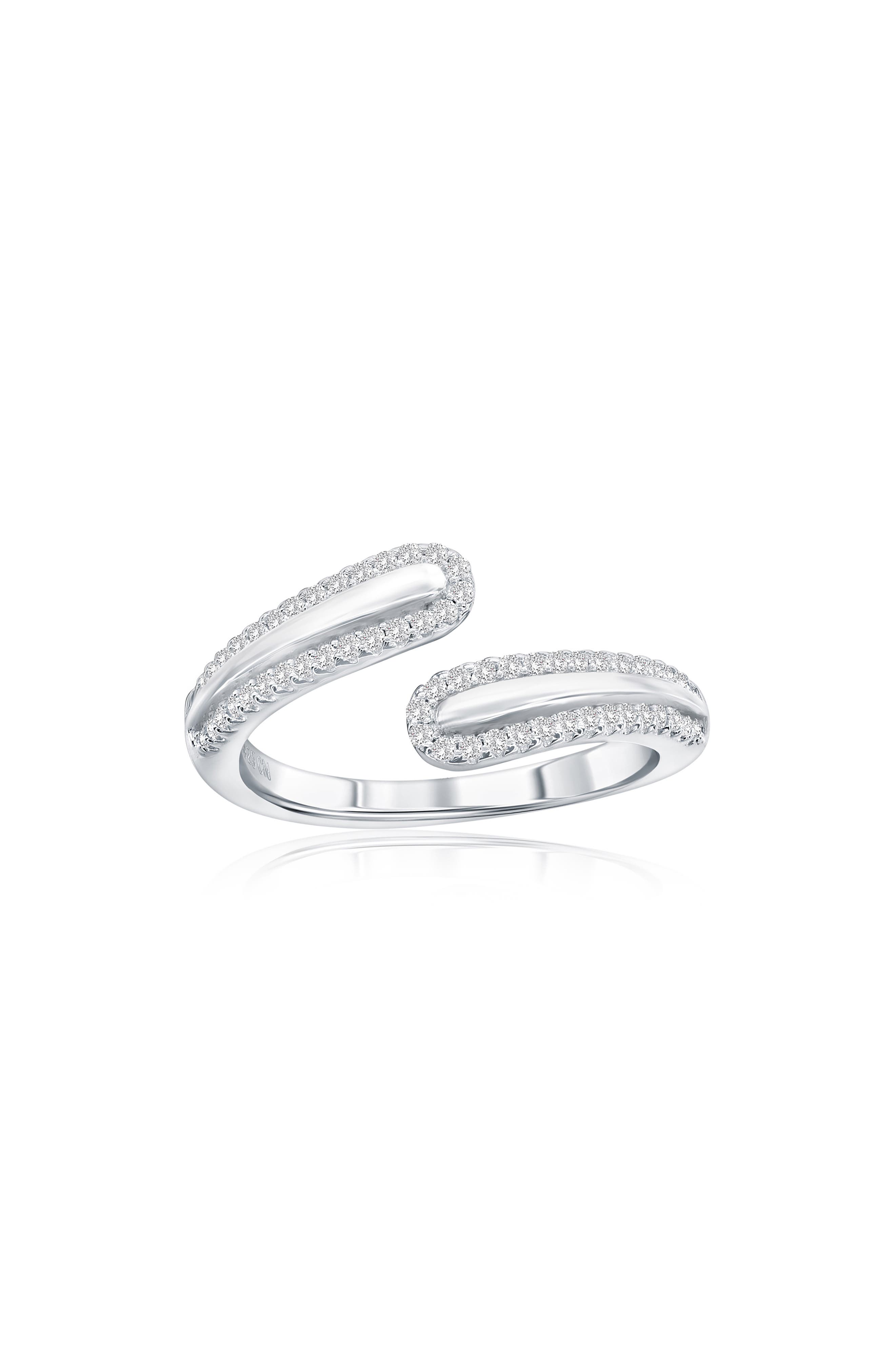 Sterling Silver Cubic Zirconia Bypass Ring