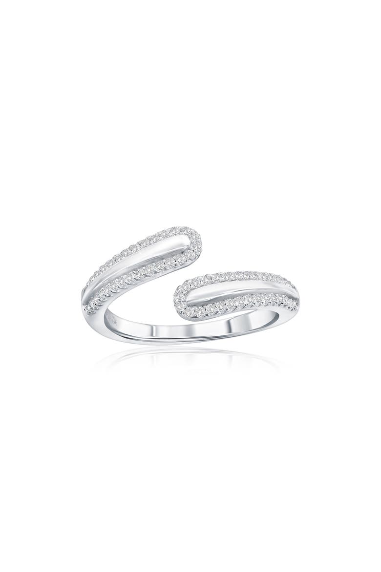 Sterling Silver Cubic Zirconia Bypass Ring, Main, color, SILVER