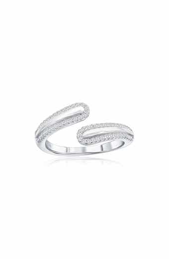 Sterling Silver Cubic Zirconia Bypass Ring