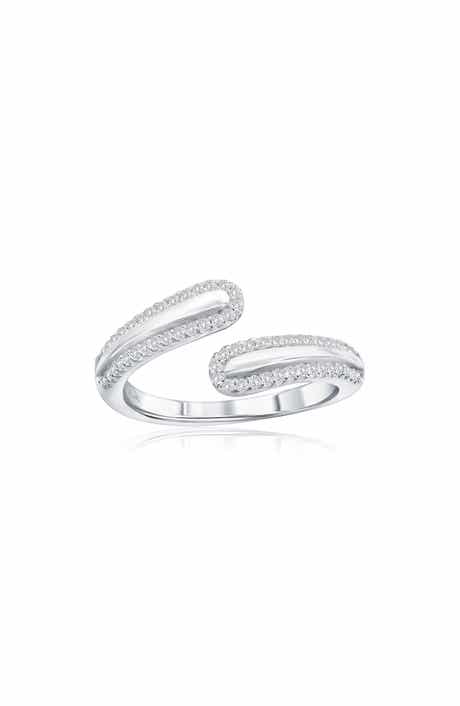 Sterling Silver Cubic Zirconia Bypass Ring